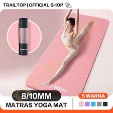 Matras Yoga Anti Slip Tebal 10mm TPE Matras Senam Matras Olahraga Premium
