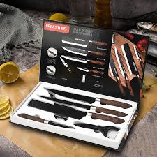 Pisau Dapur Set 6 in 1 Stainless Steel Sharp Knife Pisau Daging & Buah